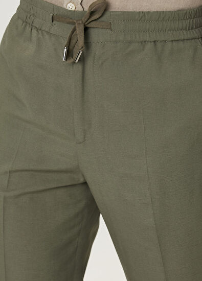 Maurizio Baldassari Haki Beli Kordonlu Pantolon - 4
