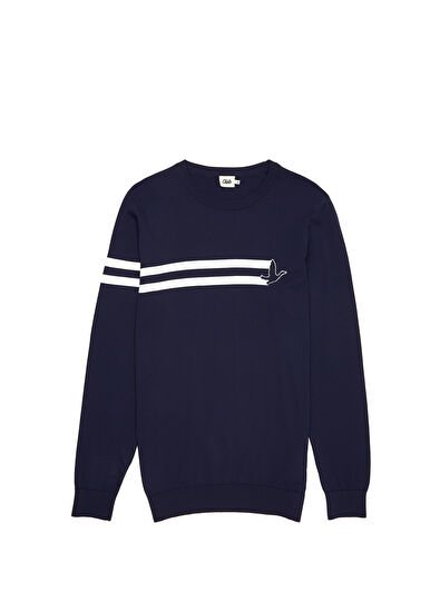 Beymen Club Navy Blue Logo Jacquard Sweater - 7
