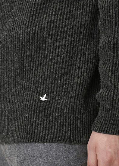 Beymen Club Antrasit Melanj Yakası Fermuarlı Kazak - 7