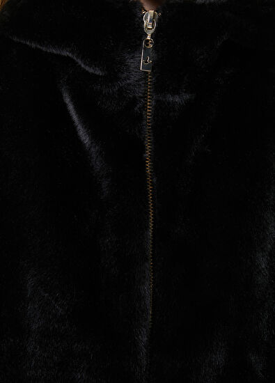 Beymen Club Siyah Kapüşonlu Suni Kürk Kaban - 5