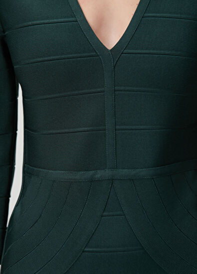 Herve Leger Green Midi Evening Dress - 5