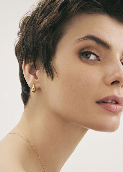 Teardrop 14 Ayar Altın Kadın Küpe - Görsel 7