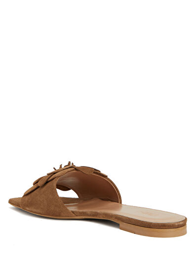 Beymen Club Tan Floral Women's Leather Mules - 3