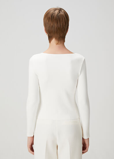 Beymen Club Kırık Beyaz Uzun Kol Basic T-shirt - 4