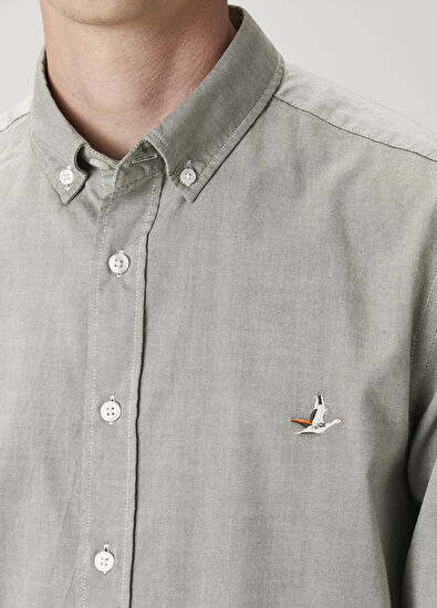 Beymen Club Slim Fit Açık Haki Oxford Gömlek - 6