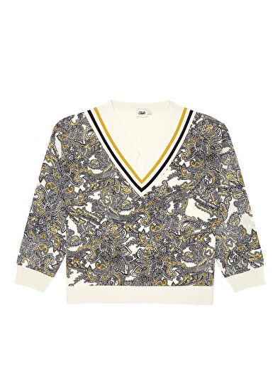 Beymen Club Ekru Şal Desenli Kazak - 7