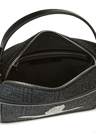 Beymen Club Siyah Ekose Desenli Kadın Yün Çanta - 5