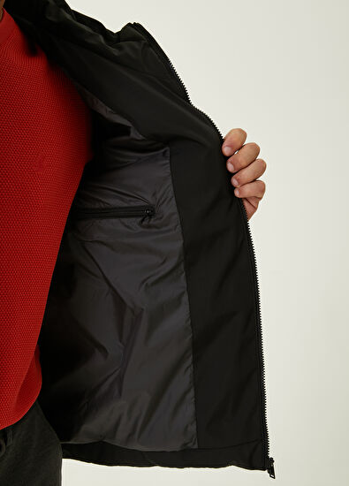 Beymen Club Siyah Kapüşonlu Garnili Kapitoneli Mont - 9