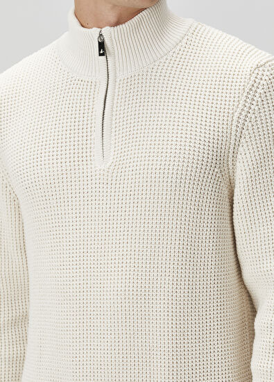 Beymen Club Off-White Collared Zippered Sweater - 6