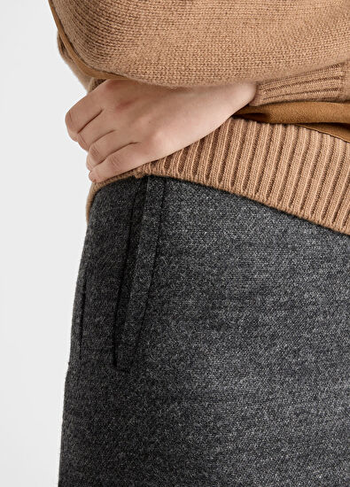 Prada Gri Teğelli Yırtmaçlı Kadın Etek - 4