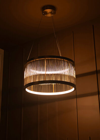 Heka Nablus Antique Smoked Transparent Glass Pendant Chandelier with Rod - 5