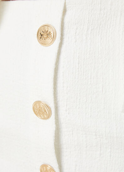 Beymen Club Beyaz Gold Düğmeli Mini Etek - 5