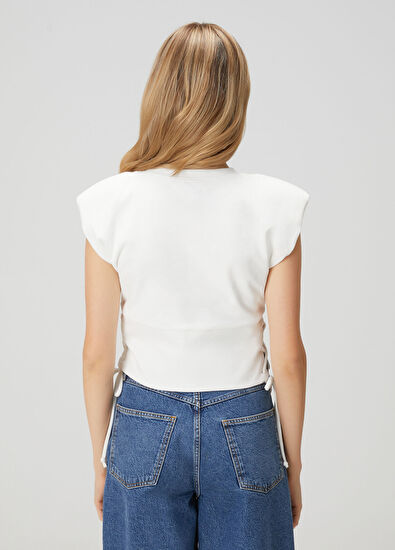 Beymen Club Kırık Beyaz Bağlama Detaylı T-shirt - 5