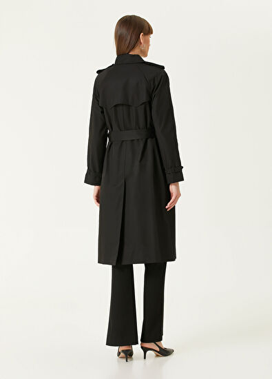 Lauren Ralph Lauren Siyah Kruvaze Keten Pardösü - 5