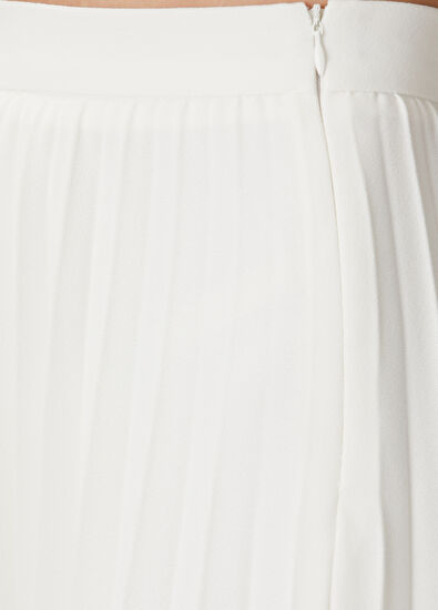 Beymen Club Kırık Beyaz Plisoleil Midi Krep Etek - 5