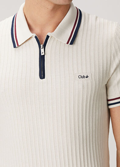 Beymen Club Off-White Short Sleeve Polo Sweater - 6