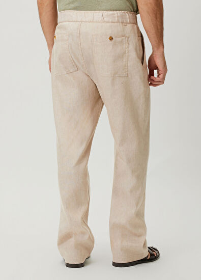 Michael Kors Beige Waist Corded Linen Trousers - 3