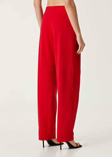 Norma Kamali Kırmızı Yüksek Bel Pantolon - 5