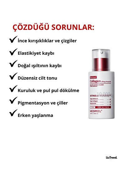 MEDIPEEL Retinol Collagen Lifting Ampoule Retinol Ve Kolajen Içeren Lifting Yaşlanma Karşıtı Cilt Serumu 50 ml  - 4