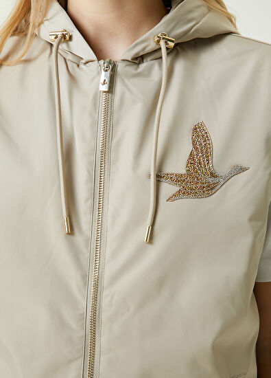 Beymen Club Bej Kapüşonlu Logo İşlemeli Yelek - 5