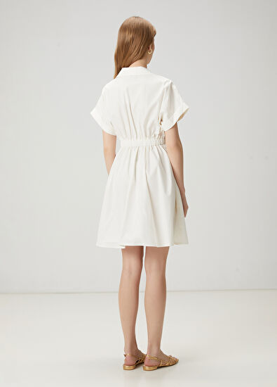 Beymen Club Off-White Embroidered Mini Shirt Dress - 6