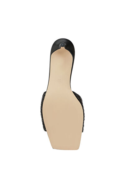 Beymen Club Black Knitted Textured Women's Leather Slippers - 5