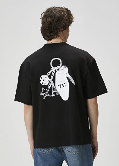 Academia Black Key Print Oversize T-shirt - 6