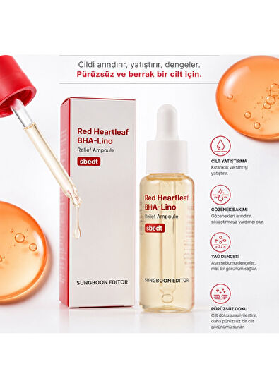 Sungboon Editor Red Heartleaf BHA-Lino Ampul Dengeleyici Ampul Cilt Serumu 10 ml - 6