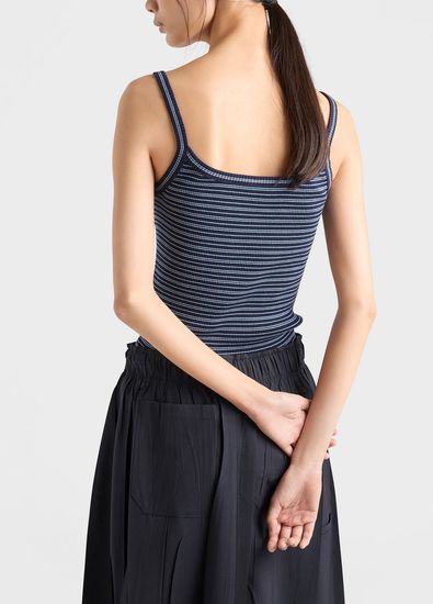 Prada Blue Ribbed Cotton Women's Top Tank Top - 5