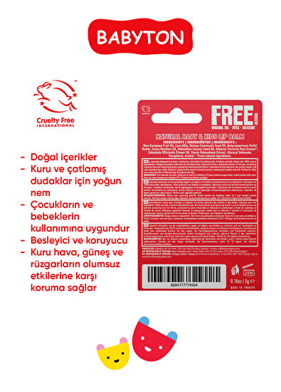 Babyton Doğal Çilekli Nemlendirici Çocuk Dudak Koruyucu 5 gr - 4