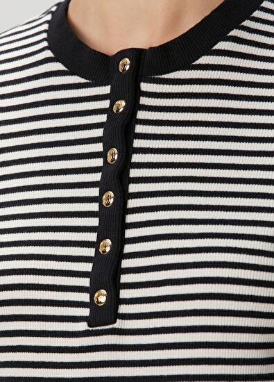 Anine Bing Alessia Siyah Çizgili Uzun Kol T-shirt - 5