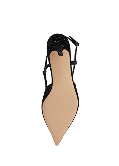 Beymen Club Siyah Kadın Kadife Slingback Topuklu Ayakkabı - 5