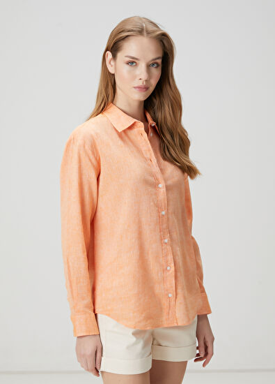 Beymen Club Orange Linen Shirt - 3