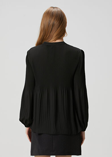 Beymen Club Siyah Pliseli Şifon Bluz - 5