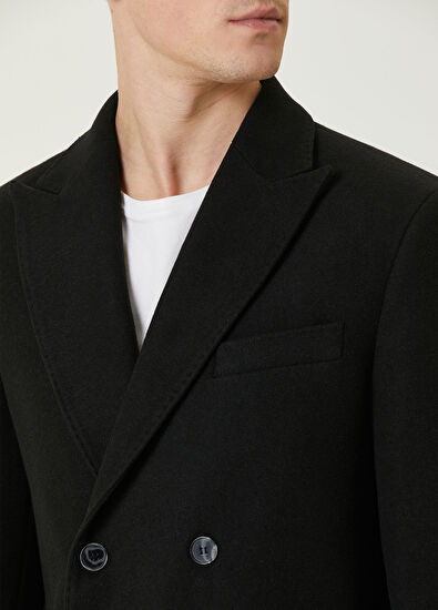 Beymen Club Siyah Kruvaze Kaban - 5