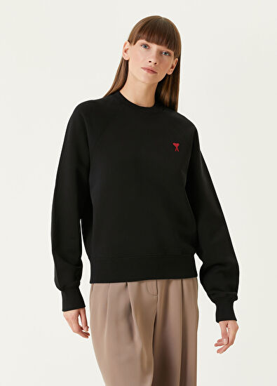 Ami Paris Siyah Logo Nakışlı Sweatshirt - 3