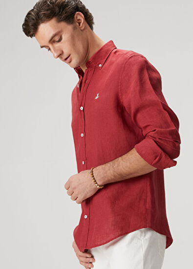 Beymen Club Cherry Comfort Fit Linen Shirt - 4