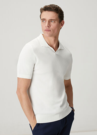 Beymen Club White Textured Short Sleeve Sweater - 7