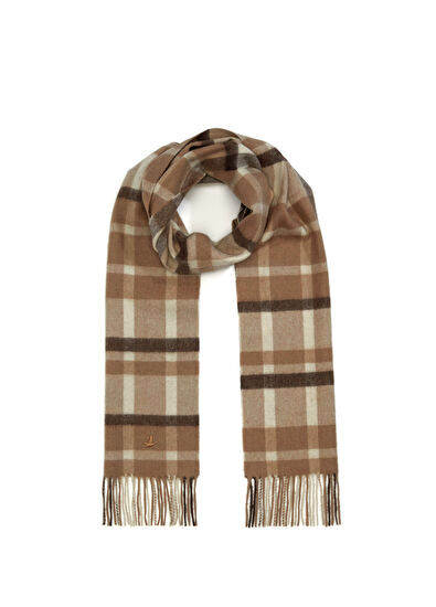 Beymen Club Beige Plaid Men's Wool Scarf - 4