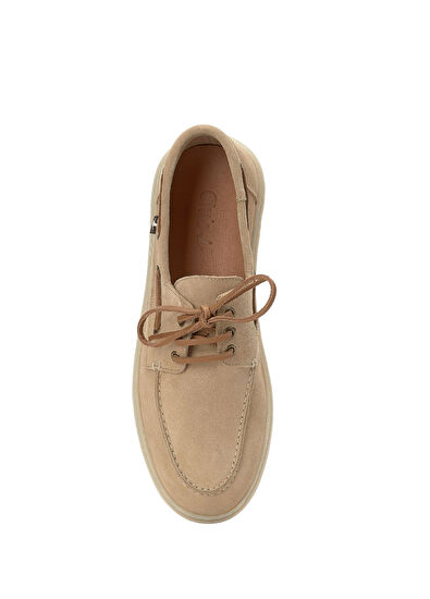 Beymen Club Beige Lace-Up Thick-Soled Men's Suede Shoes - 4