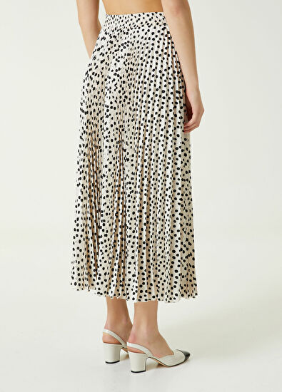 Beymen Club Ekru Puantiye Desenli Uzun Etek - 6