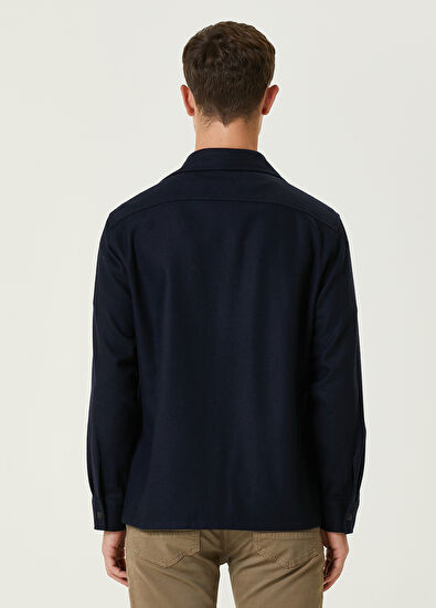 Beymen Club Lacivert Yün Flanel Dış Gömlek - 5
