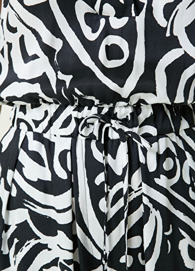 Beymen Club Siyah Beyaz Şal Desenli Uzun Tulum - 5