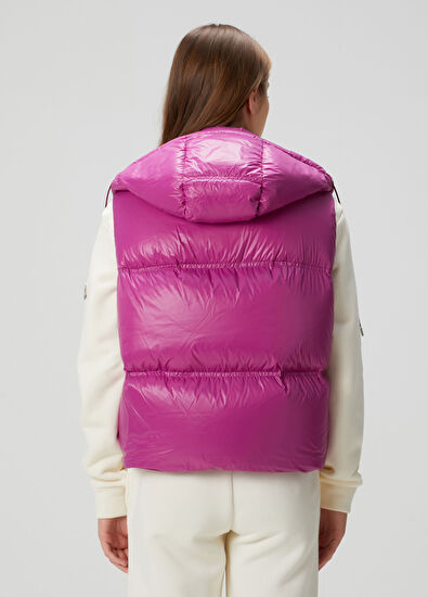 Moncler Pario Koyu Pembe Kapüşonlu Yelek - 4