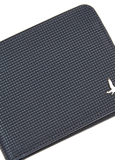 Beymen Club Navy Blue Square Textured Mens Leather Wallet - 5