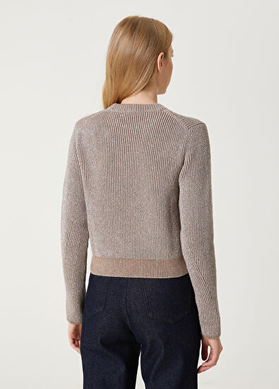 Beige Embellished Logo Wool Sweater Beymen Club Beige Embellished Logo Wool Sweater - 6