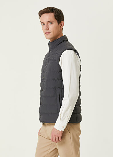 Beymen Club Anthracite Hooded Puffer Vest - 4