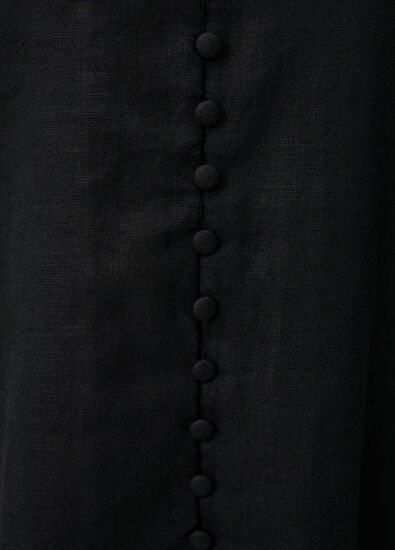 Beymen Club Oversize Siyah Kısa Keten Elbise - 7
