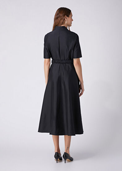 Beymen Club Siyah Midi Tafta Elbise - 5