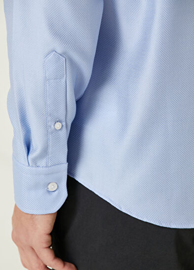 Beymen Club Comfort Fit Mavi Non-iron Armürlü Gömlek - 7